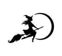 BERTDCX Accessoire Automatique Autocollant De Voiture La Sorcière Volant vers La Lune, Décalcomanies en Vinyle pour Tout Le Corps, Autocollants À Colle(Black,16CM X 10.3CM)