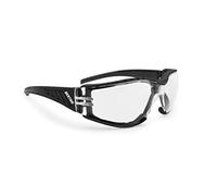Bertoni - AF149 - Lunettes de moto, coupe-vent, protection complète, avec verres incassables, anti-buée, mousse coupe-vent amovible, femme, AF149B, nero gomma / lente trasparente, medium large