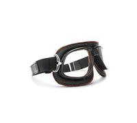 BERTONI AF196 Lunettes de moto, lunettes de protection, lunettes d'aviateur, en cuir noir et coutures oranges, lunettes de motard (verres clairs)