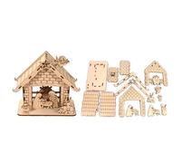 BERTONI-Crèche à monter coloris multicolore en bois - 18 x 11 x 18 cm