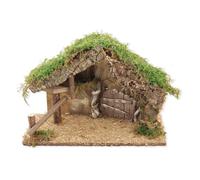 BERTONI-Crèche vide avec barrière et plante grimpante en plâtre Bertoni - 35 x 18 x 25 cm