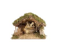 BERTONI-Crèche Vide avec Barrières et Grange 36x16x25 cm Bois Multicolore