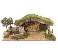 BERTONI-Creche Vide avec Enclos et Arbres 54x25x21xcm Bois Multicolore
