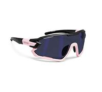 Bertoni Lunettes Cyclisme Vélo Running MTB Ski Mod. Quasar (Noir-Rose/Bleu Miroir)