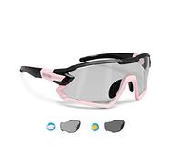 Bertoni Lunettes Cyclisme Vélo Running MTB Ski Mod. Quasar (Noir-Rose/Photochromique Polarisé)
