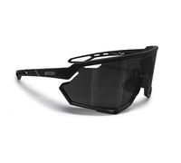 Bertoni Lunettes de Cyclisme VTT Running Sport pour Hommes Femmes en TR90 Protection 100% UV Grand Verre Antibuée mod. ALPHA (Noir Mat/Noir Brillant - Verre Miroir Argent)