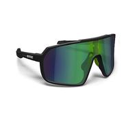 Bertoni Lunettes de Cyclisme VTT Running Sport pour Hommes Femmes en TR90 Protection 100% UV Grand Verre Antibuée mod. GEMINI (Noir Mat/Noir Brillant - Verre Miroir Vert)