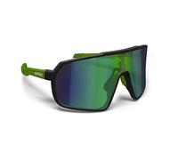 Bertoni Lunettes de Cyclisme VTT Running Sport pour Hommes Femmes en TR90 Protection 100% UV Grand Verre Antibuée mod. GEMINI (Noir Mat/Vert Mat - Verre Miroir Vert)