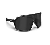 Bertoni Lunettes de Cyclisme VTT Running Sport pour Hommes Femmes en TR90 Protection 100% UV Grand Verre Antibuée mod. GEMINI (Noir Mat/Noir Brillant - Verre Miroir Argentée)