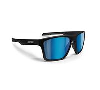 Bertoni Lunettes Sportives Polarisées pour Hommes Femmes en TR90 100% UV Block mod. Fulvio (Noir Mat - Verres Miroir Bleu)
