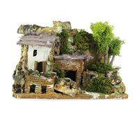 Bertoni Maison avec Remise à Bois pour Crèche en Stuc et Bois | Maisonnette Décorative pour Scénographie | Produit Italien | 13 x 25 x 19 cm