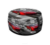 Bertoni Pouf rond pour balcon et jardin - Codura - Résistant aux intempéries - 40 x 20 cm - Pour l'extérieur et l'intérieur - Avec housse amovible - Lavable - Ferrari