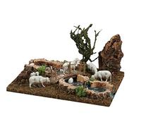 BERTONI-Fleuve avec pont et brebis 26 x 18 x 11 cm
