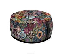 Bertoni Valencia Pouf rond pour balcon et jardin - Résistant aux intempéries - 40 x 20 cm - Pour l'extérieur et l'intérieur - Avec housse amovible - Lavable