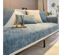 BERULL Housse De Canapé Anti-rayures En Chenille À Rayures Simples, Lavable, Antidérapante, Bleu, 90*120cm