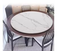 BERWDUXA IMUNKT 80cm 90cm Plateau De Service Rotative pour Table À Manger, Plateau Tournant en Bois, Grand Lazy Susan Rond, Plateau D'affichage Rotatif 360°(White Marble,75cm/30in)