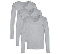 Berydale Chemise avec col V à manches longues 100 % coton, Femmes, Gris (lot de 3), M