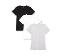 Berydale T-shirt pour le sport et les loisirs avec un col en V, Femmes, Noir/Blanc/Gris (lot de 3), XL
