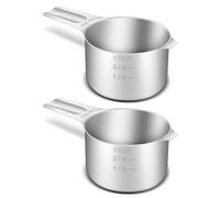 BERYLER® Lot de 2 tasses à mesurer en acier inoxydable - 240 ml - 240 cc - Gadget de cuisine pratique pour la cuisine