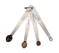 BERYLER Lot de 4 mini cuillères à mesurer de 1/8,1/16,1/32,1/64 cuillère à café (tiret, pincée, pince, pince), cuillères à mesurer robustes en acier inoxydable, petites cuillères à mesurer pour