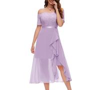 BeryLove Homecoming Robe de soirée formelle à paillettes épaules dénudées pour mariage, cocktail, soirée, lavande, XX-Large