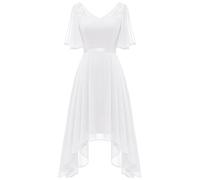 BeryLove Homecoming Robe de soirée formelle en dentelle élégante et fluide, blanc, Taille S