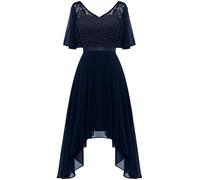 BeryLove Homecoming Robe de soirée formelle en dentelle élégante et fluide, bleu marine, Taille S