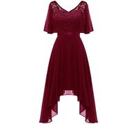 BeryLove Homecoming Robe de soirée formelle en dentelle élégante et fluide, Rouge foncé, Taille XL