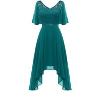 BeryLove Homecoming Robe de soirée formelle en dentelle élégante et fluide, Vert paon, Taille L