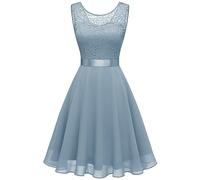 BeryLove Robe élégante en dentelle et mousseline, Sans manches, longueur genoux, demoiselle d'honneur, cocktail, XL