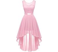 BeryLove Vokuhila Robe de cocktail élégante pour mariage, robe festive sans manches, robe de demoiselle d'honneur, Rose, XL