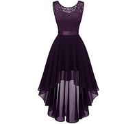 BeryLove Vokuhila Robe de cocktail élégante pour mariage, robe festive sans manches, robe de demoiselle d'honneur, Raisin, XS