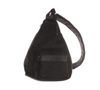 Besace homme - CHABRAND - Nylon garni cuir vachette - Noir - Sangle textile ajustable - 27x35x9 cm