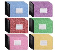 BESARME Lot de 24 carnets de composition en vrac, carnets de notes marbrés colorés, petits carnets de poche pour les étudiants pour la rentrée scolaire, lignes larges de 12,4 x 19,1 cm