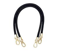besbomig 2 Pcs Sangle Bandouliere en Cuir PU de Remplacement, Poignée de Sac à Main 60CM, Anse Tressée avec Boucle en Métal, Accessoires de Sac à Bandoulière Bourse, Noir