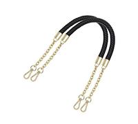 besbomig 2 Pièces Poignée de Sac à Main Chaîne Sangle Tressée en Cuir PU Anse de Sac à Bandoulière Ceinture Accessoire pour Fabrication de Sacs 60CM,Noir