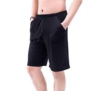 besbomig Bas de Pyjama Short Homme Court, Vêtements de Nuit Homme, Short Pyjama de Nuit Ete, Extensible Sommeil Vêtement Bas de Pyjama en Modal, Noir, 4XL=Tag 6XL