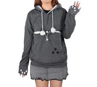 besbomig Femme Sweat à Capuche avec Poche pour Chat - Super Confortable Casual Sweatshirt Hoodie Manches Longues Lâche Pull à Capuche pour Automne Hiver Tops