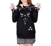besbomig Femme Sweat à Capuche avec Poche pour Chat - Super Confortable Casual Sweatshirt Hoodie Manches Longues Lâche Pull à Capuche pour Automne Hiver Tops