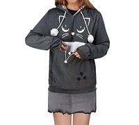 besbomig Femme Sweat à Capuche avec Poche pour Chat - Super Confortable Casual Sweatshirt Hoodie Manches Longues Lâche Pull à Capuche pour Automne Hiver Tops