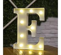 Besch Lettre E majuscule lumineuse et décorative en plastique Lumière LED blanche 22 cm