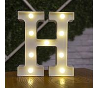 Besch Lettre H majuscule lumineuse et décorative en plastique Lumière LED blanche 22 cm