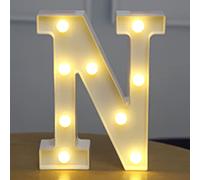 Besch Lettre N majuscule lumineuse et décorative en plastique Lumière LED blanche 22 cm