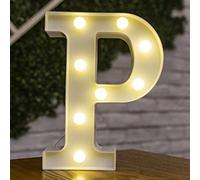 Besch Lettre P majuscule lumineuse et décorative en plastique Lumière LED blanche 22 cm