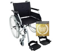 bescomedical Fauteuil roulant PRIMUS MS 2.0 - Fauteuil pliant pliable - Fauteuil de transfert supportant une charge jusqu'à 130 kg - Largeur d'assise de 46 cm - Sans freins tierce-personne