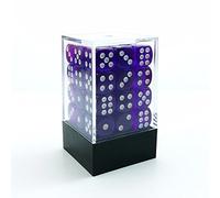 Bescon - 12 mm - dés à 6 faces - 36 pièces dans une boîte en forme de brique, bloc de dés à 6 faces translucide violet avec points blancs