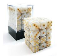 Bescon 12mm 6 Sided Dice 36 in Brick Box, 12mm Six Sided Die (36) Block of Dice, Marble White