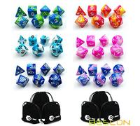 Bescon 6X7 42pcs Polyhedral Dice Set-6 Unique Two-Tone Gemini Polyhedral 7-Die Sets with Pouches for Dungeons and Dragons DND RPG MTG Dice Set of 7 d4 d6 d8 d10 d12 d20 d%
