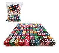Bescon A Lot of Glitter 16MM D6 Set 100pcs, Assorted Colored Glitter Dice Set 100pcs