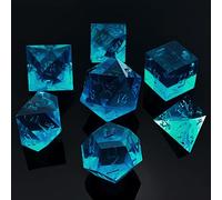 Bescon Crystal Clear (Unpainted) Sharp Edge DND Dice Set of 7, Razor Edged Polyhedral D&D Dice Set for Dungeons and Dragons Role Playing Games, Steelblue Color